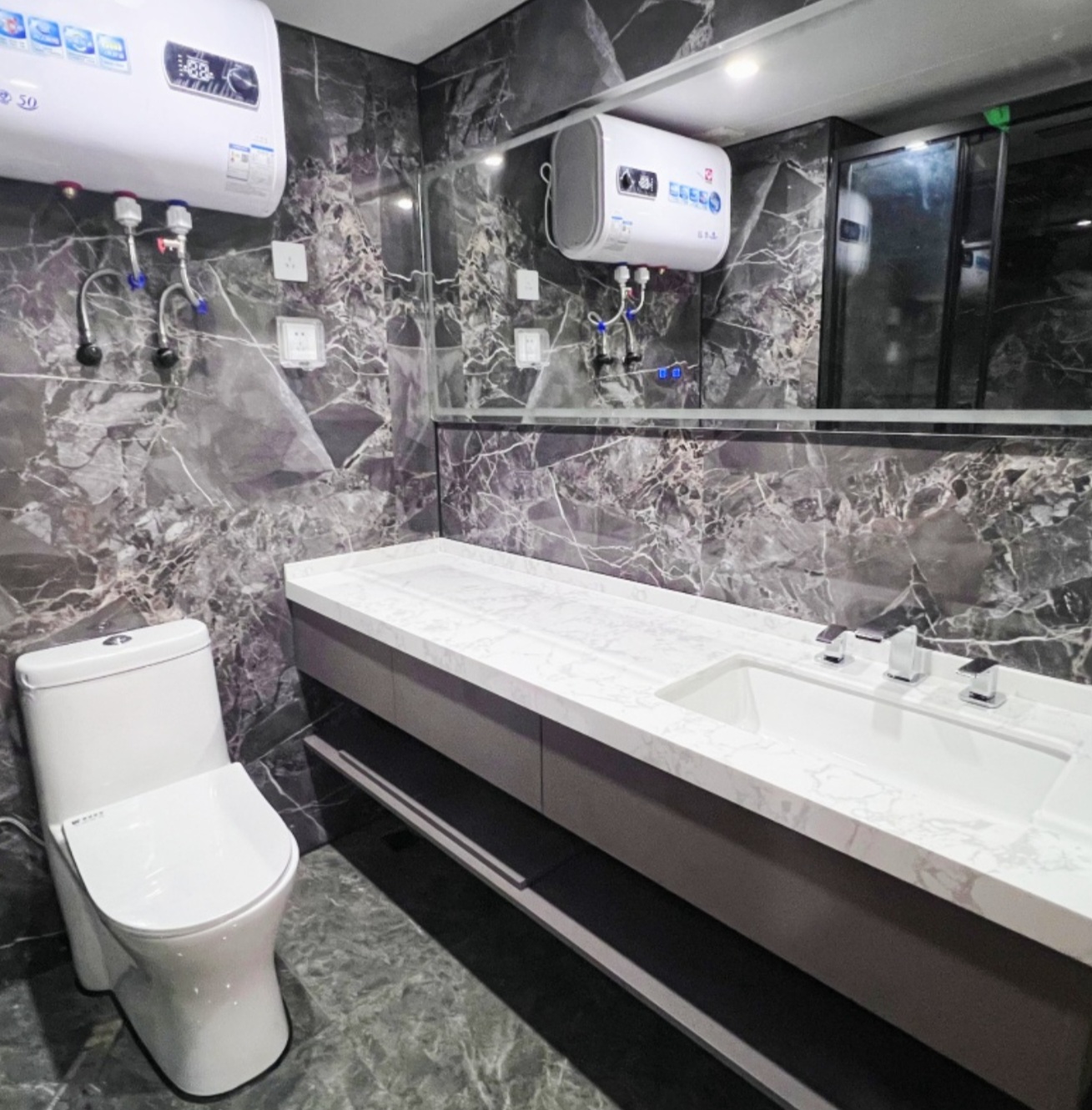 Capsule home bathroom interior